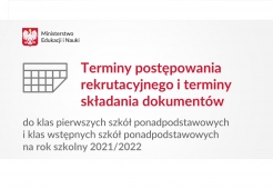 Terminy postępowania rekrutacyjnego 2021/2022